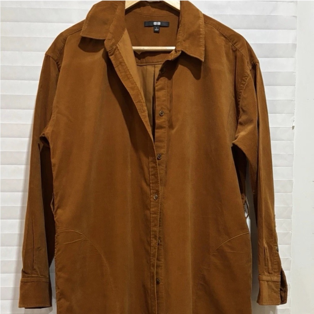 Uniqlo Corduroy Women’s Maxi Dress Button Down Rust Color Sz Lg
